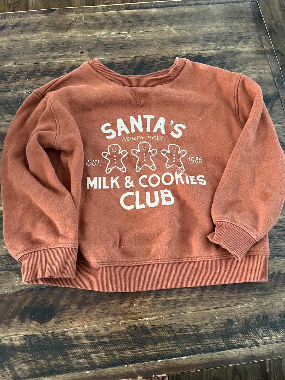 Kids Rust Crewneck Sweatshirt - Santa's Milk & Cookies Club